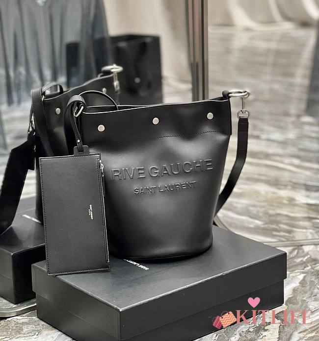 KITLIFE SAINT LAURENT RIVE GAUCHE LEATHER BUCKET BAG - 30X28.5X20CM - 1