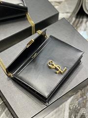 KITLIFE YSL CASSANDRA MEDIUM CHAIN BAG IN GRAIN DE POUDRE EMBOSSED BLACK LEATHER - 22x16.5x5.5cm - 5