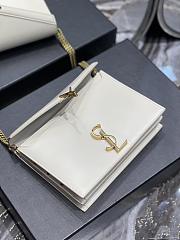 	 KITLIFE YSL CASSANDRA MEDIUM CHAIN BAG IN GRAIN DE POUDRE EMBOSSED WHITE  LEATHER - 22x16.5x5.5cm - 5