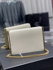 	 KITLIFE YSL CASSANDRA MEDIUM CHAIN BAG IN GRAIN DE POUDRE EMBOSSED WHITE  LEATHER - 22x16.5x5.5cm - 4