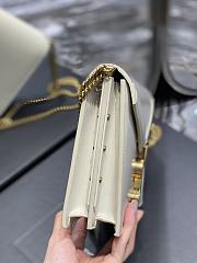 	 KITLIFE YSL CASSANDRA MEDIUM CHAIN BAG IN GRAIN DE POUDRE EMBOSSED WHITE  LEATHER - 22x16.5x5.5cm - 2