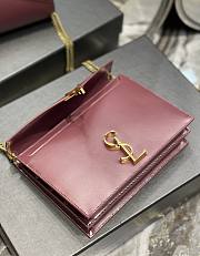 	 KITLIFE YSL CASSANDRA MEDIUM CHAIN BAG IN GRAIN DE POUDRE EMBOSSED BURGUNDY LEATHER - 22x16.5x5.5cm - 6