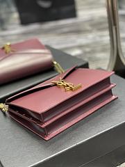 	 KITLIFE YSL CASSANDRA MEDIUM CHAIN BAG IN GRAIN DE POUDRE EMBOSSED BURGUNDY LEATHER - 22x16.5x5.5cm - 5