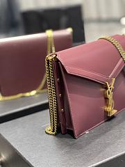 	 KITLIFE YSL CASSANDRA MEDIUM CHAIN BAG IN GRAIN DE POUDRE EMBOSSED BURGUNDY LEATHER - 22x16.5x5.5cm - 4