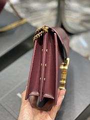 	 KITLIFE YSL CASSANDRA MEDIUM CHAIN BAG IN GRAIN DE POUDRE EMBOSSED BURGUNDY LEATHER - 22x16.5x5.5cm - 2