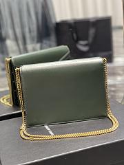 	 KITLIFE YSL CASSANDRA MEDIUM CHAIN BAG IN GRAIN DE POUDRE EMBOSSED GREEN LEATHER - 22x16.5x5.5cm - 6