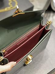 	 KITLIFE YSL CASSANDRA MEDIUM CHAIN BAG IN GRAIN DE POUDRE EMBOSSED GREEN LEATHER - 22x16.5x5.5cm - 5