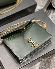 	 KITLIFE YSL CASSANDRA MEDIUM CHAIN BAG IN GRAIN DE POUDRE EMBOSSED GREEN LEATHER - 22x16.5x5.5cm - 4