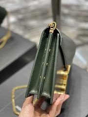 	 KITLIFE YSL CASSANDRA MEDIUM CHAIN BAG IN GRAIN DE POUDRE EMBOSSED GREEN LEATHER - 22x16.5x5.5cm - 3