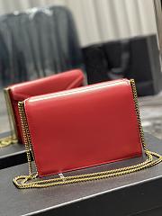 	 KITLIFE YSL CASSANDRA MEDIUM CHAIN BAG IN GRAIN DE POUDRE EMBOSSED RED LEATHER - 22x16.5x5.5cm - 3