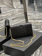 KITLIFE YSL MONOGRAM CHAIN WALLET IN MIX MATELASSÉ GRAIN DE POUDRE EMBOSSED BLACK LEATHER - 22,5 X 14 X 4 CM - 3