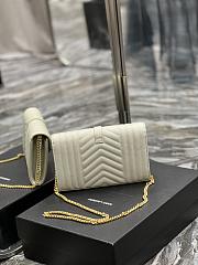 	 KITLIFE YSL MONOGRAM CHAIN WALLET IN MIX MATELASSÉ GRAIN DE POUDRE EMBOSSED WHITE LEATHER - 22,5 X 14 X 4 CM - 2