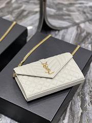 	 KITLIFE YSL MONOGRAM CHAIN WALLET IN MIX MATELASSÉ GRAIN DE POUDRE EMBOSSED WHITE LEATHER - 22,5 X 14 X 4 CM - 4