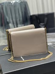 KITLIFE YSL CASSANDRA MEDIUM CHAIN BAG IN GRAIN DE POUDRE EMBOSSED DARK BEIGE LEATHER - 22x16.5x5.5cm - 5