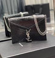 KITLIFE YSL CASSANDRA MEDIUM CHAIN BAG IN CROCODILE EMBOSSED BLACK LEATHER - 22x16.5x5.5cm - 1