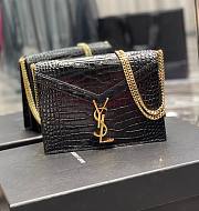 KITLIFE YSL CASSANDRA MEDIUM CHAIN BAG IN CROCODILE EMBOSSED BLACK LEATHER - 22x16.5x5.5cm - 2