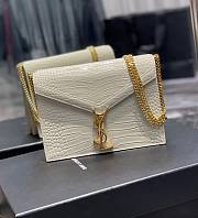 	 KITLIFE YSL CASSANDRA MEDIUM CHAIN BAG IN CROCODILE EMBOSSED WHITE LEATHER - 22x16.5x5.5cm - 1