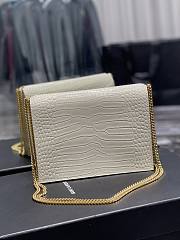 	 KITLIFE YSL CASSANDRA MEDIUM CHAIN BAG IN CROCODILE EMBOSSED WHITE LEATHER - 22x16.5x5.5cm - 6