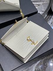 	 KITLIFE YSL CASSANDRA MEDIUM CHAIN BAG IN CROCODILE EMBOSSED WHITE LEATHER - 22x16.5x5.5cm - 4