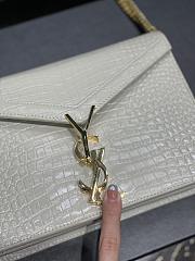 	 KITLIFE YSL CASSANDRA MEDIUM CHAIN BAG IN CROCODILE EMBOSSED WHITE LEATHER - 22x16.5x5.5cm - 5