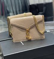 	 KITLIFE YSL CASSANDRA MEDIUM CHAIN BAG IN CROCODILE EMBOSSED BEIGE LEATHER - 22x16.5x5.5cm - 1