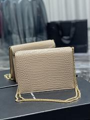 	 KITLIFE YSL CASSANDRA MEDIUM CHAIN BAG IN CROCODILE EMBOSSED BEIGE LEATHER - 22x16.5x5.5cm - 4