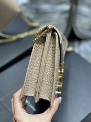 	 KITLIFE YSL CASSANDRA MEDIUM CHAIN BAG IN CROCODILE EMBOSSED BEIGE LEATHER - 22x16.5x5.5cm - 5