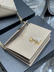 	 KITLIFE YSL CASSANDRA MEDIUM CHAIN BAG IN CROCODILE EMBOSSED BEIGE LEATHER - 22x16.5x5.5cm - 3