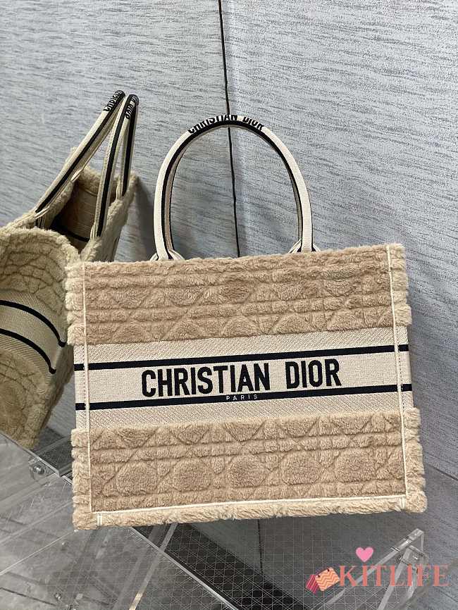 Kitlife Dior Book Tote Medium Sheepskin Cannage beige - 36*18*28cm - 1
