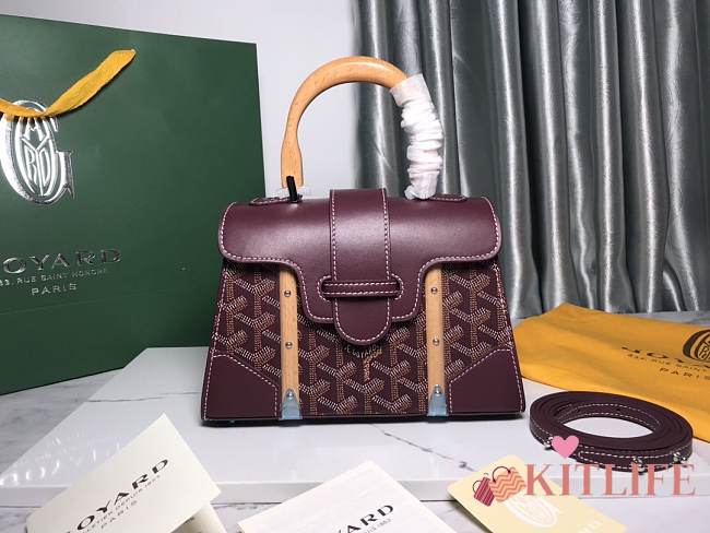 	 Kitlife Goyard Saigon PM Structured Bag Burgundy - 21*14*8.5cm - 1