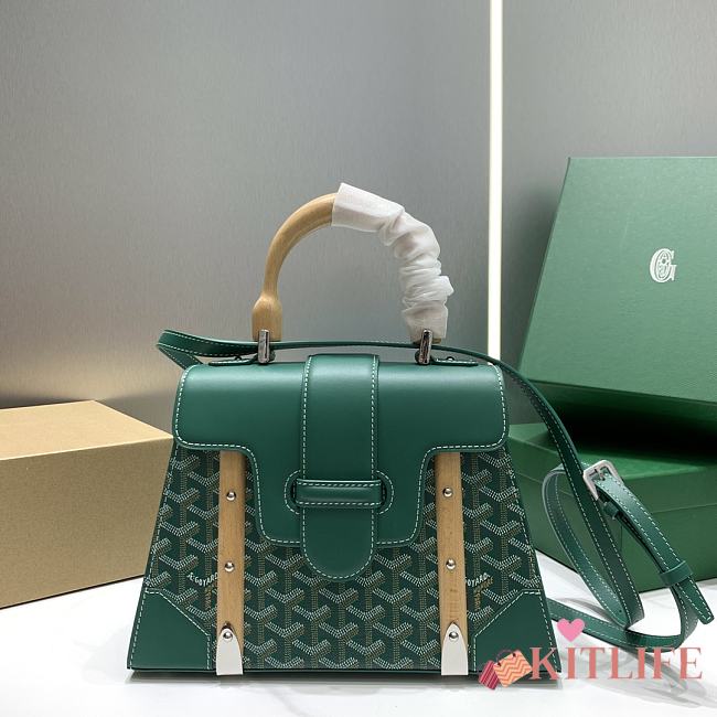 	 Kitlife Goyard Saigon MM Structured Bag Green - 28*13*23cm - 1