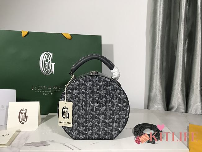 	 Kitlife Goyard Alto Hatbox Trunk Bag Dark Grey - 18*16.5*7cm - 1