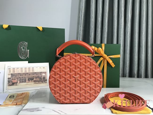 Kitlife Goyard Alto Hatbox Trunk Bag Orange - 18*16.5*7cm - 1