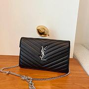 KITLIFE YSL CASSANDRE QUILTED CHAIN WALLET IN GRAIN LEATHER BLACK SILVER - 22,5 X 14 X 4 CM - 1