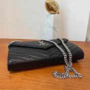 KITLIFE YSL CASSANDRE QUILTED CHAIN WALLET IN GRAIN LEATHER BLACK SILVER - 22,5 X 14 X 4 CM - 4
