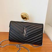 KITLIFE YSL CASSANDRE QUILTED CHAIN WALLET IN GRAIN LEATHER BLACK SILVER - 22,5 X 14 X 4 CM - 3