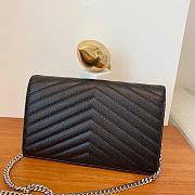 KITLIFE YSL CASSANDRE QUILTED CHAIN WALLET IN GRAIN LEATHER BLACK SILVER - 22,5 X 14 X 4 CM - 2