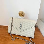 	 KITLIFE YSL CASSANDRE QUILTED CHAIN WALLET IN GRAIN LEATHER WHITE SILVER - 22,5 X 14 X 4 CM - 1