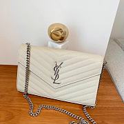 	 KITLIFE YSL CASSANDRE QUILTED CHAIN WALLET IN GRAIN LEATHER WHITE SILVER - 22,5 X 14 X 4 CM - 3