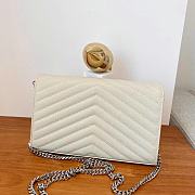 	 KITLIFE YSL CASSANDRE QUILTED CHAIN WALLET IN GRAIN LEATHER WHITE SILVER - 22,5 X 14 X 4 CM - 2