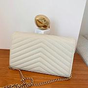 	 KITLIFE YSL CASSANDRE QUILTED CHAIN WALLET IN GRAIN LEATHER WHITE GOLD - 22,5 X 14 X 4 CM - 5