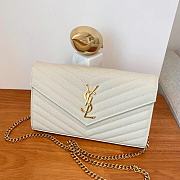 	 KITLIFE YSL CASSANDRE QUILTED CHAIN WALLET IN GRAIN LEATHER WHITE GOLD - 22,5 X 14 X 4 CM - 4
