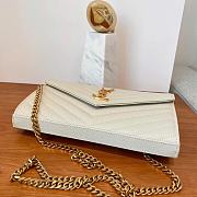 	 KITLIFE YSL CASSANDRE QUILTED CHAIN WALLET IN GRAIN LEATHER WHITE GOLD - 22,5 X 14 X 4 CM - 3