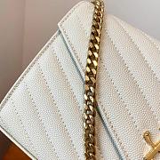 	 KITLIFE YSL CASSANDRE QUILTED CHAIN WALLET IN GRAIN LEATHER WHITE GOLD - 22,5 X 14 X 4 CM - 2