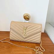 	 KITLIFE YSL CASSANDRE QUILTED CHAIN WALLET IN GRAIN LEATHER BEIGE - 22,5 X 14 X 4 CM - 1