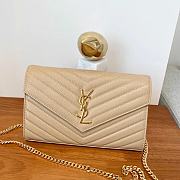 	 KITLIFE YSL CASSANDRE QUILTED CHAIN WALLET IN GRAIN LEATHER BEIGE - 22,5 X 14 X 4 CM - 4