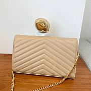 	 KITLIFE YSL CASSANDRE QUILTED CHAIN WALLET IN GRAIN LEATHER BEIGE - 22,5 X 14 X 4 CM - 3