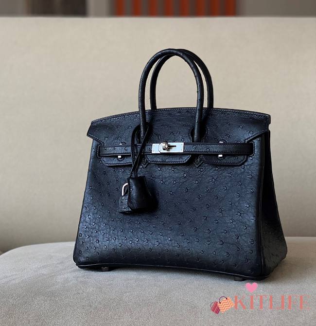 Kitlife Hermes Birkin Ostrich Black Leather - 25/30/35cm - 1