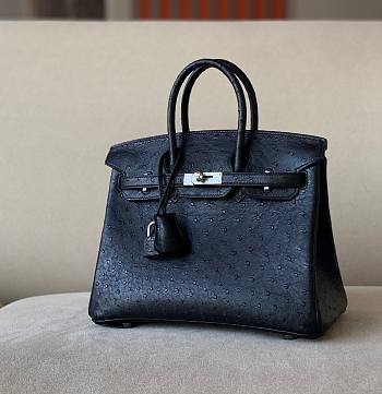 Kitlife Hermes Birkin Ostrich Black Leather - 25/30/35cm