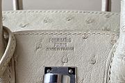 	 Kitlife Hermes Birkin Ostrich White Leather Silver Hardware - 25/30/35cm - 4